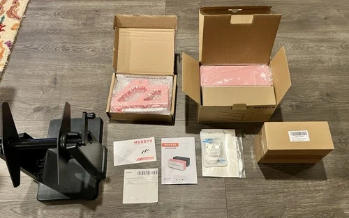 NIB PINK MUNBYN Bluetooth Thermal Label Printer W CAROUSEL and Xtra Box Of Lbls - product listing photo