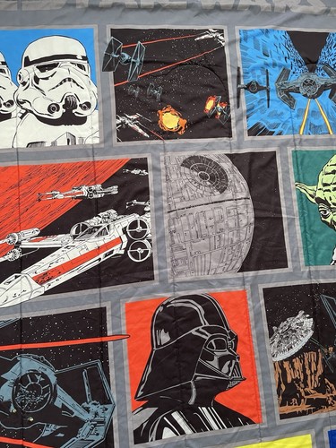 Vintage Star Wars Blanket Approx 85x70 Lucas Films Gray C3PO R2D2 Darth Vader - Picture 4 of 11