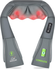 Cordless Shiatsu Neck Back Massager w/ Heat Portable Pain Relief Grey
