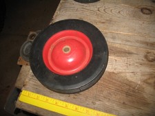 VTG RED WAGON WHEEL HARD RUBBER METAL PULL TOY CART MOWER TILLER 8"
