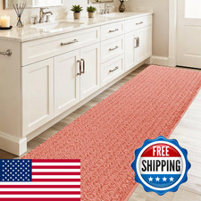 Accumtek Extra Long Upgrade Luxury Coral Bathroom Rug Mat 70X24 Ultra Soft