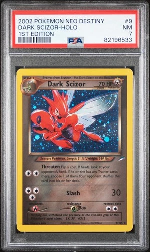 2002 Pokemon Neo Destiny Dark Scizor-Holo Rare #9 NM PSA 7 1st Edition