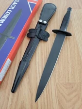 Commando Fixed Knife 7" Stainless Steel Dagger Blade Grooved Stainless Handle