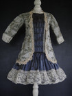 Kleid aus Seide Blau Und Jacke für Puppe Antik / Modern Von 73 CM - jumeau