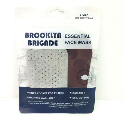 Brooklyn Brigade Adult Unisex Burgundy Dot Essential Face Mask Reusable 2 Pack