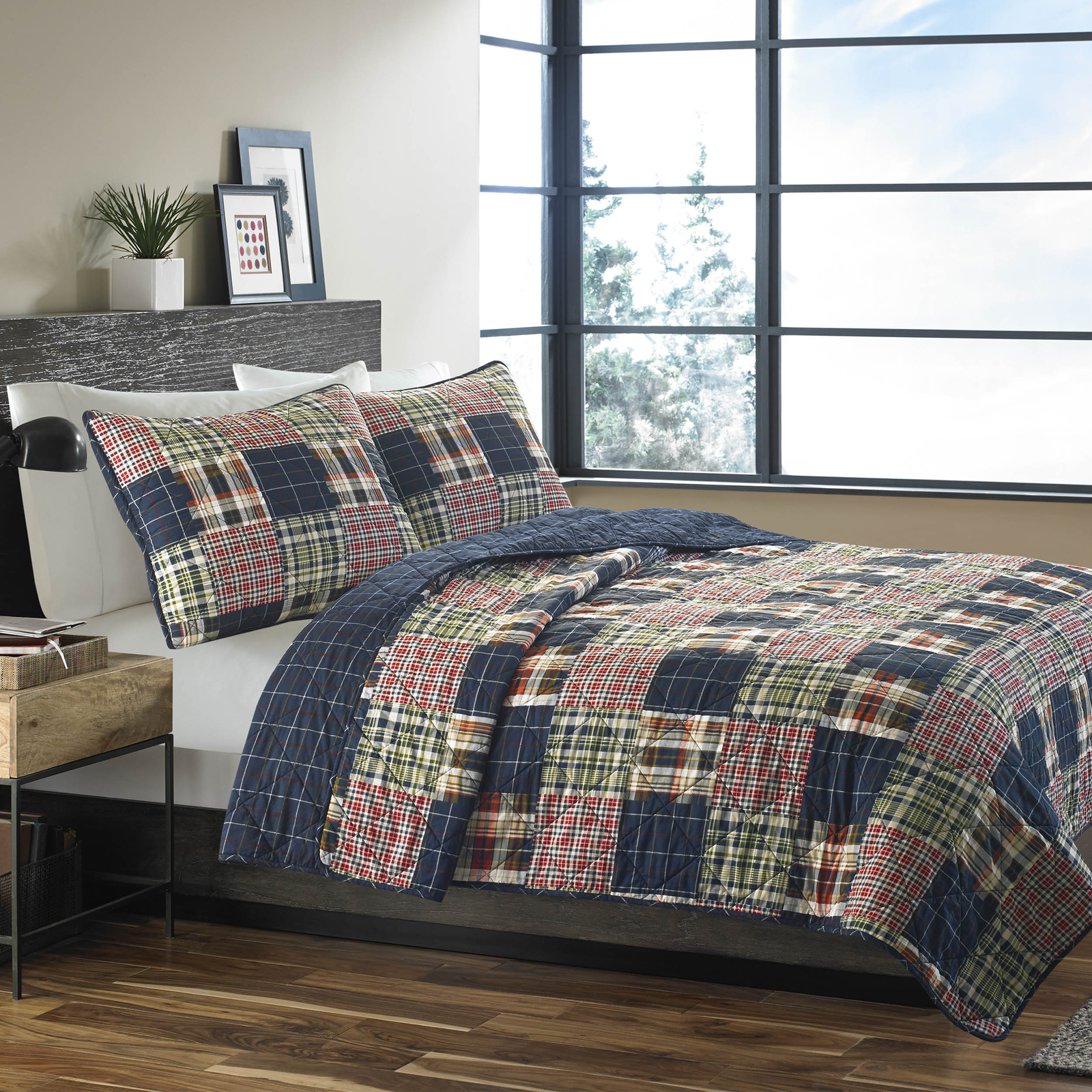 Eddie Bauer Cotton Quilt & Sham Sets (MadronaNavy Multi) สถานีตำรวจ