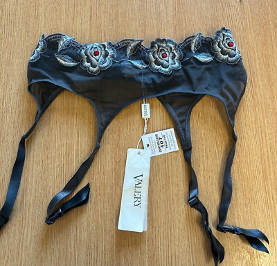 Suspender belt new grey embroidered by Valery size small now REDUCED