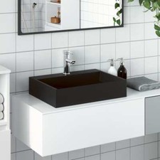 Image of Wash Basin 50x38x11 cm Mineral Cast/Marble Cast Matt Black vidaXL