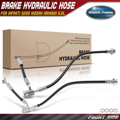 2x Front Left & Right Brake Hydraulic Hose for INFINITI QX56 Nissan Armada Titan