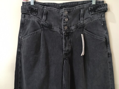 Free People We the Free Super Sweeper Full Wide Leg Jeans Denim Black Size M NEW - Picture 4 of 8