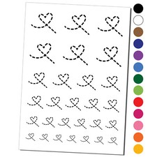 Dashed Heart Temporary Tattoo Water Resistant Set