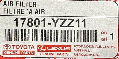 17801-YZZ11 Genuine Toyota Air Filter OEM - New | eBay 17801-YZZ11 Genuine Toyota Air Filter OEM - New | eBay