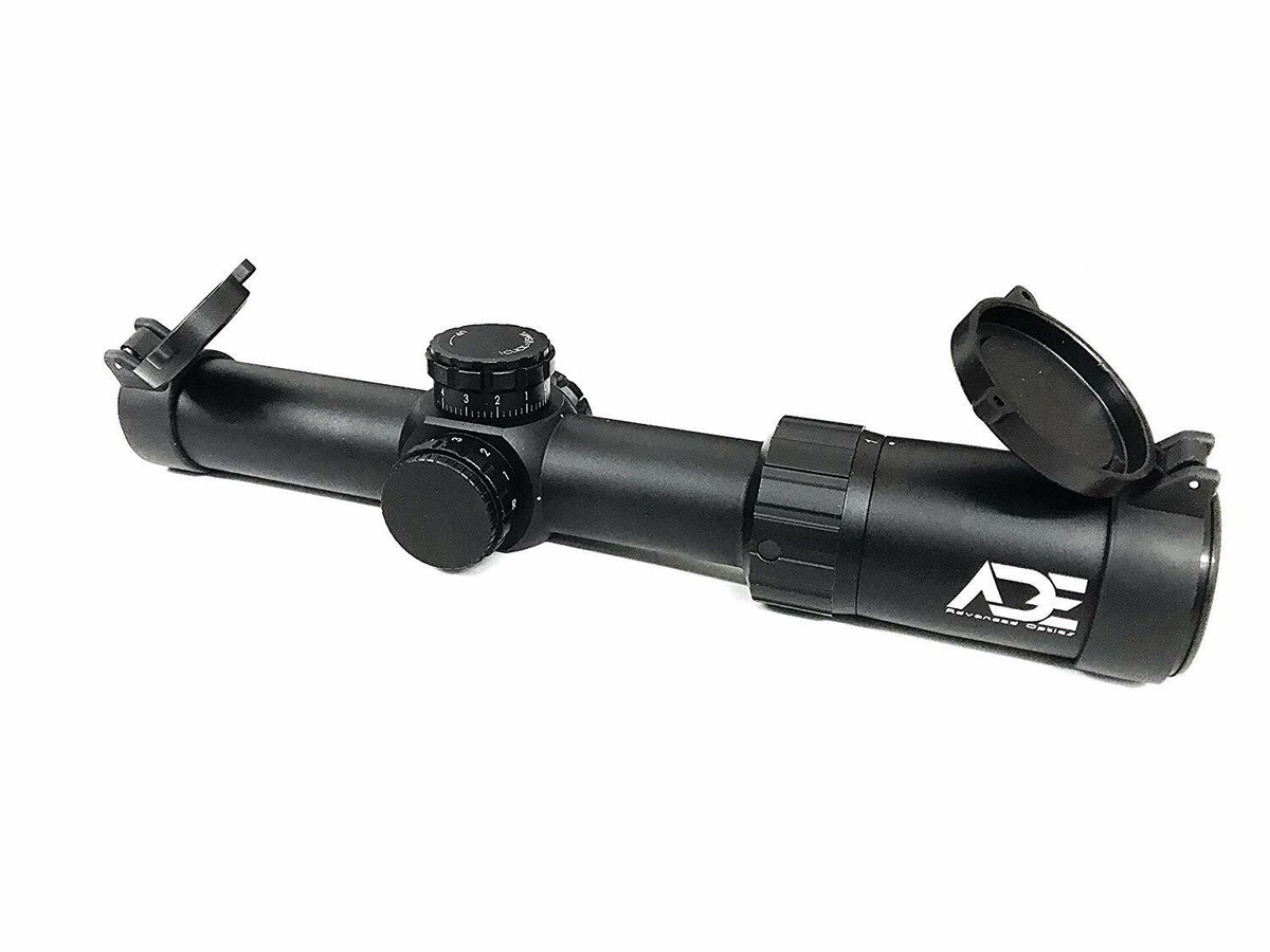 ADE 1-6x24 Riflescope with Illuminated Mil Dash Reticle, Rings+