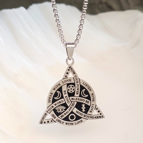 Trinity Knot Triquetra Pendant Inspiation Script Amulet Necklace Jewellery & Box - Picture 9 of 23