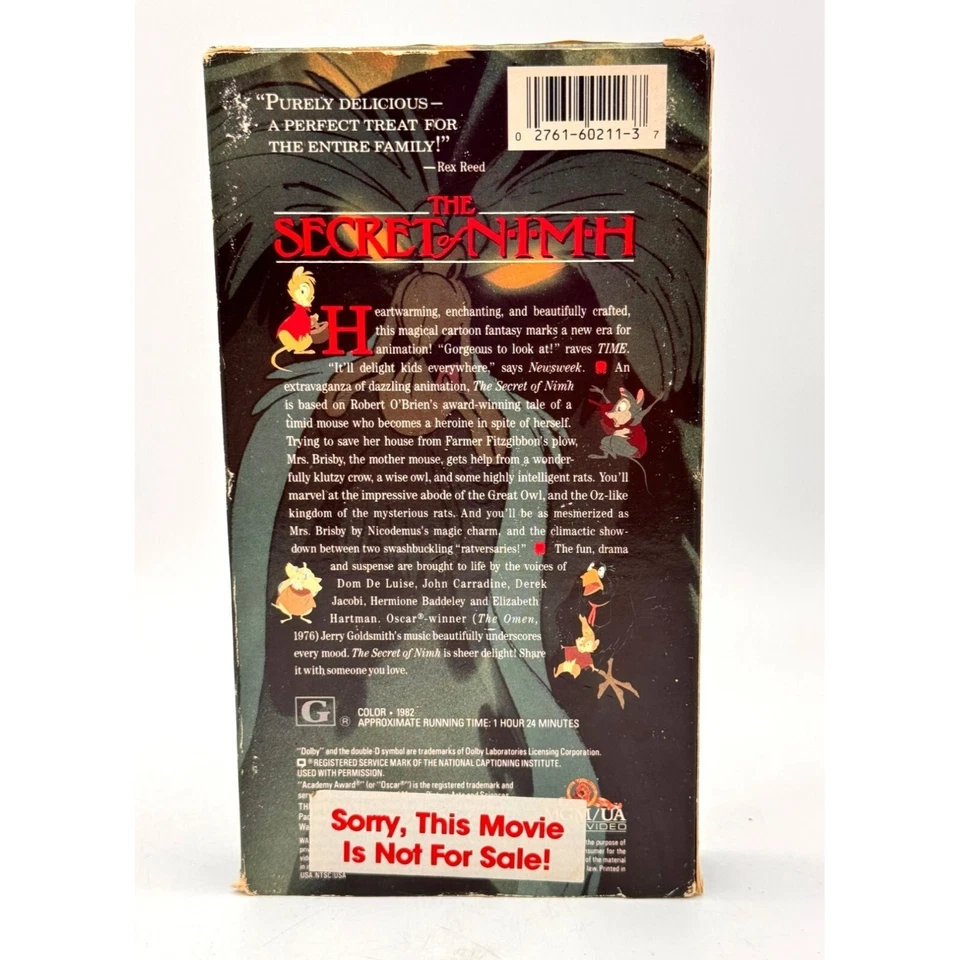 The Secret of NIMH (VHS 1982) MGM/UA Home Video Animated Classic - Image 2 of 4