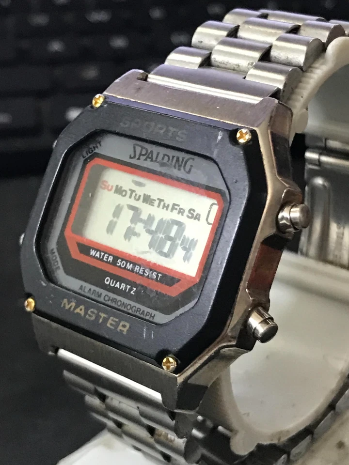 Reloj de cuarzo vintage Spalding 38MM alarma cronógrafo para hombre, batería nueva (#1812) Foto 4 de 4
