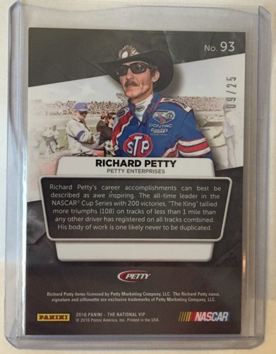 Richard Petty 2016 Panini The National VIP Gold Pack ORANGE ICE Prizm #'d 9/25 - Picture 2 of 2