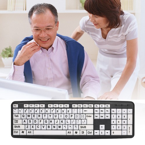 Large Print Keyboard Wired USB Computer Keyboard for Visually Impaired C2J0 - Afbeelding 7 van 11