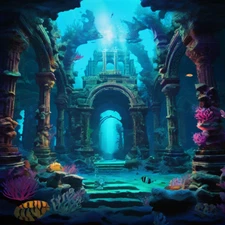 Atlantis Underwater Sea Digital Image Picture Photo Wallpaper Background Art