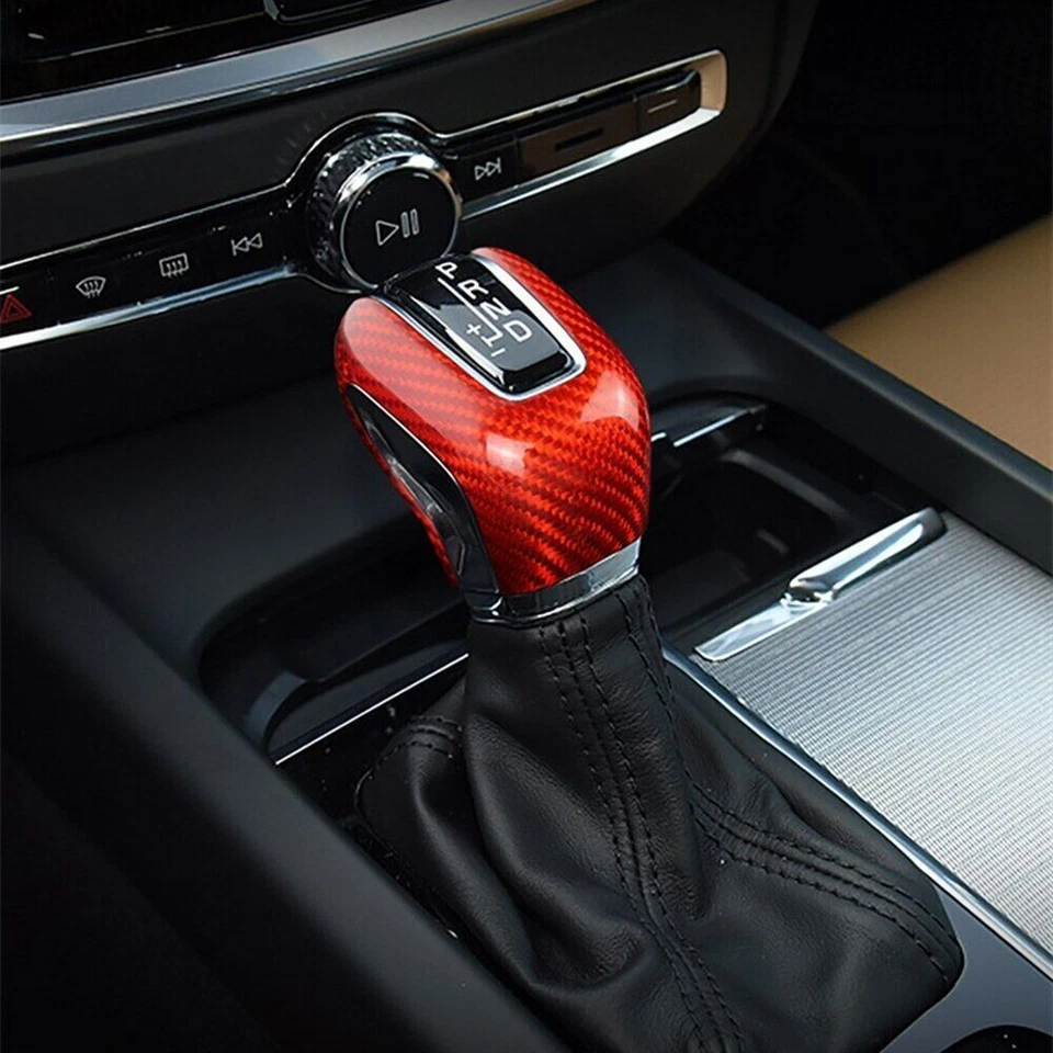 Cubierta de perilla de cambio de marchas de fibra de carbono real para Volvo S60 V60 2020 XC60 XC90 S90 V90 Foto 4 de 4