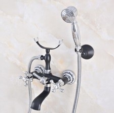 Black Chrome Brass Bath Claw foot Tub Faucet / Filler With Hand Shower sna622