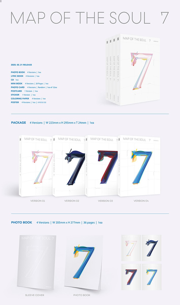 BTS [MAP Of THE SOUL:7] Album 4 Ver SET+POSTER+4Photo Book+