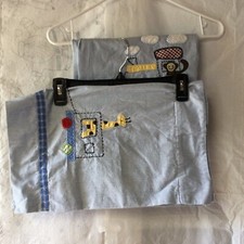 Pottery Barn Kids Set of 2 Window Valances 17 X 42 Blue Pinstripe Animal Car