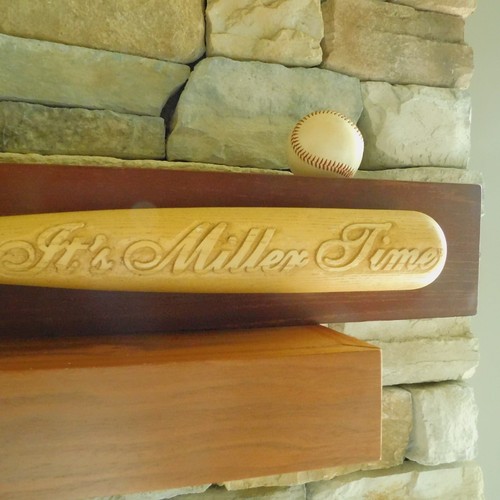 Vtg. 2002 MILLER BEER BASEBALL BAT and BASEBALL DISPLAY SHELF "IT'S MILLER TIME" - Picture 2 of 17