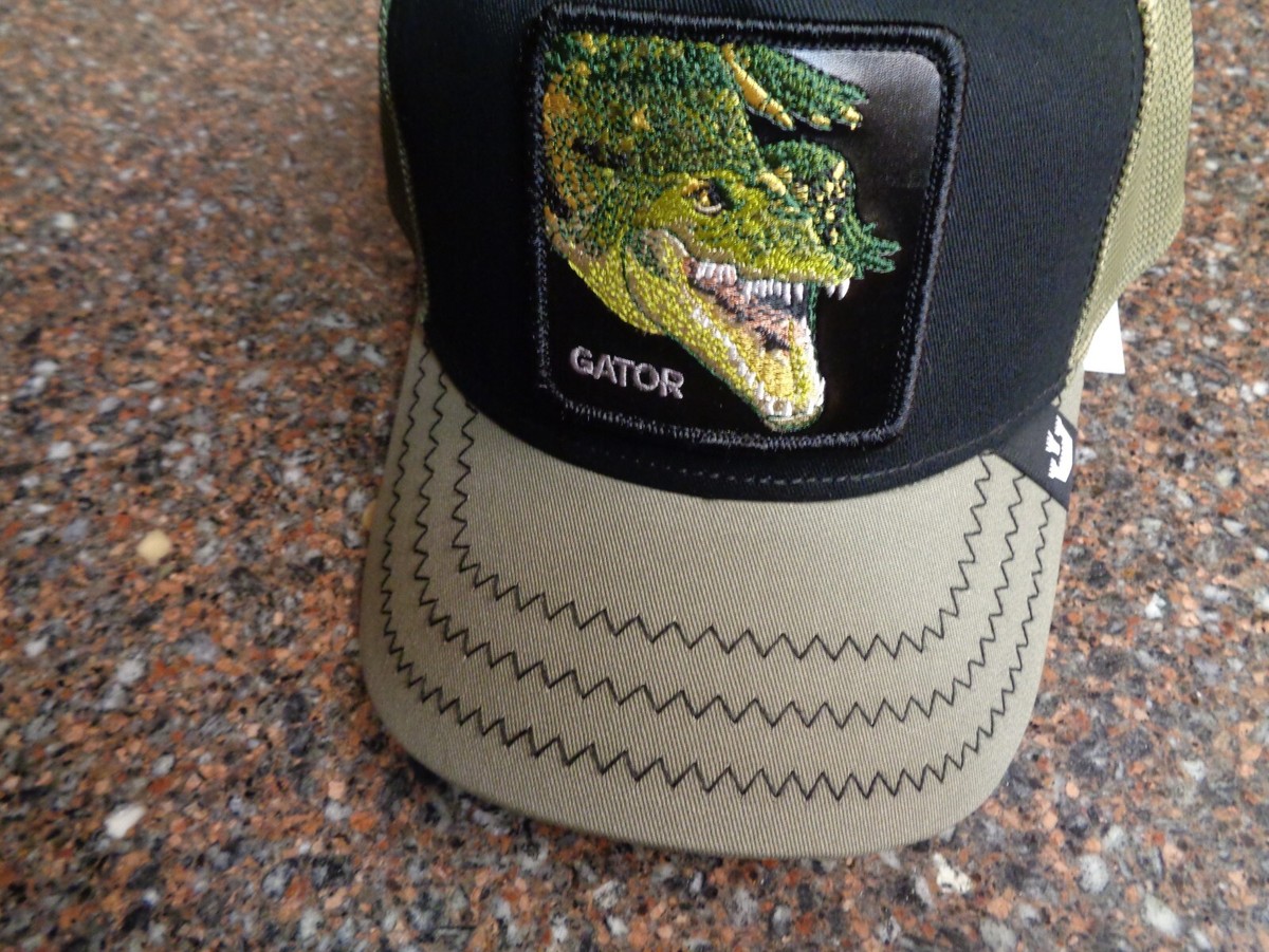 New Custom Designed Olive Green & Tan Mesh Distressed Trucker Hat w/ Flip Flops Electric Rainbow Trucker Hat in Olive – Shop Friday Feelin main image 3