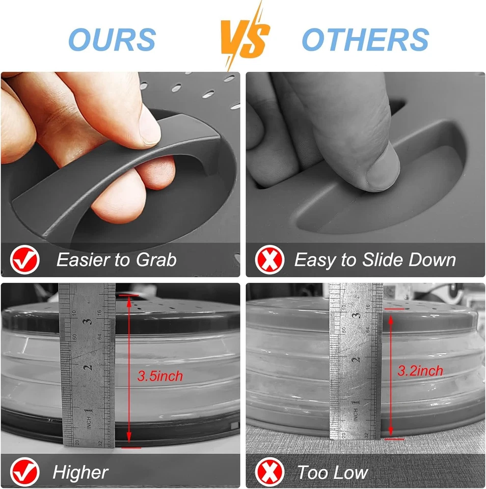 10 in Microwave Food Cover & Collapsible Silicone Mat Splatter Guard for Plates - Image 3 of 4