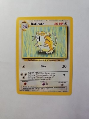 Raticate 1st Edition Base Set Shadowless 40/102 Pokemon 1999 Vintage LP *