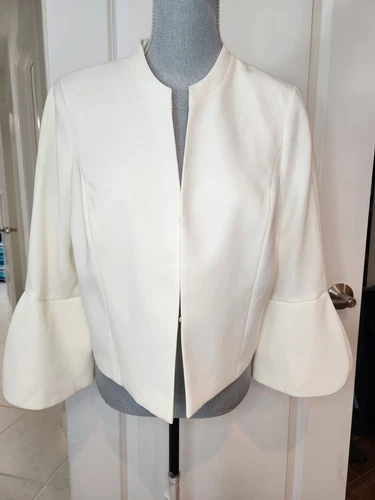 OFF WHITE WHBM BLAZER ECRU 10 GIACCA OFF WHITE BALZA CROPPED MANICA PEPLUM NUOVO DI CLASSE