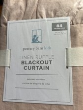 Pottery Barn Kids Belgian Linen Ruffle Blackout Curtain Dusty Rose 52x84 1 Panel