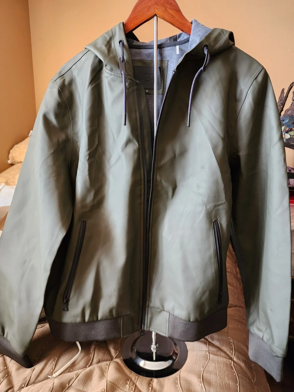 UGG Men's DIEGO RUBBERIZED HOODIE Olive Size Med NWT MSRP $225 - product detail image 1