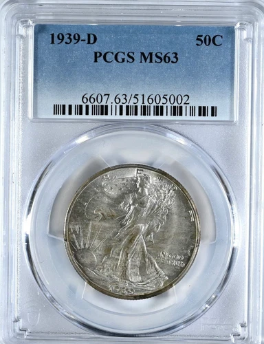 1939-D 50C Walking Liberty Half Dollar PCGS Graded MS63 Silver Coin #6607