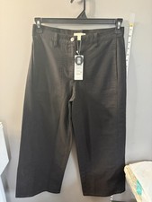 EILEEN FISHER Black Cotton Hemp Stretch Wide-Leg, Ankle Length RP 188