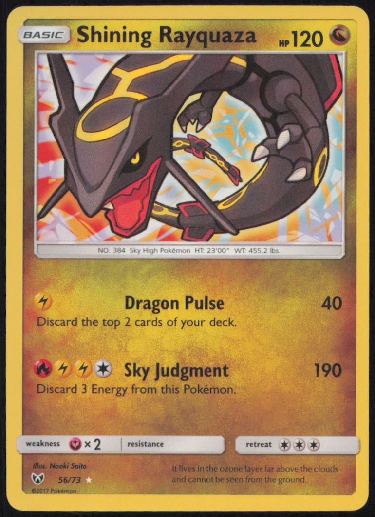 SHINING RAYQUAZA 56/73 RARE SHINING SHINING LEGENDS POKEMON HOLO NEAR MINT