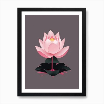 Ein rosa Lotus im minimalistischen Stil Ve gerahmtes Wandbild Poster Leinwanddruck Bild