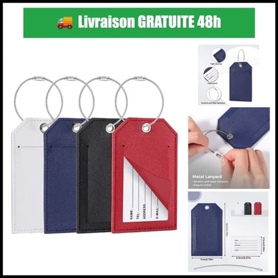 Blendura Étiquettes à Bagages en PU - 4 Étiquettes Personnalisables - Photo 1/4