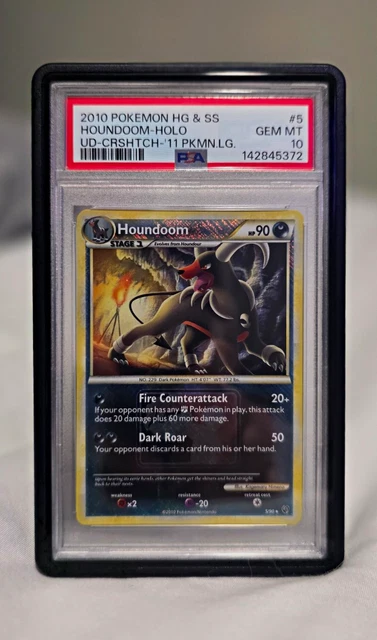 140 CERT!!! 2010 Pokemon Houndoom Heart Gold Soul Silver Undaunted #5 PSA 10