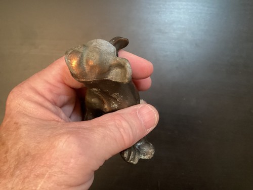 Statuina Bulldog francese vintage in metallo fuso, finitura lavaggio rame - Foto 10 di 16