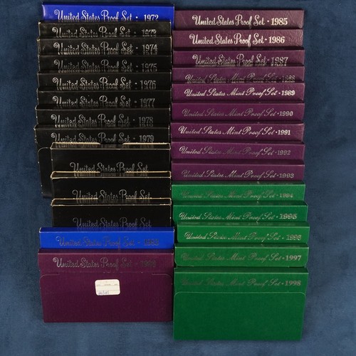1972-1998 U.S. Mint Uncirculated Proof Set Run, 26 Panels Total - Free Ship USA - 第 2/5 張圖片