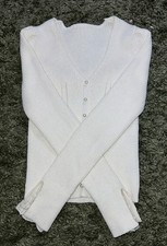 SHEIN White Rib-Knit V-Neck Button Front Lace Cuff Cardigan Jumper S