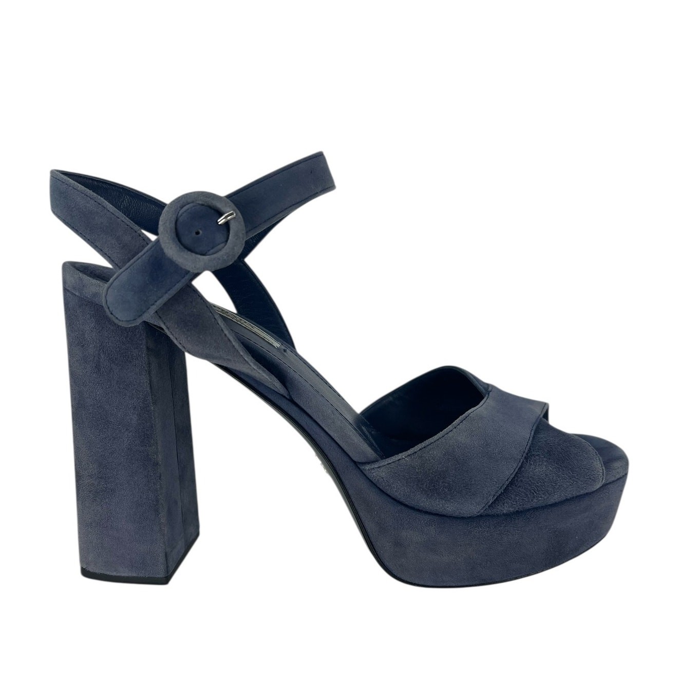 Prada Suede Crisscross Platform Sandals in Blue Size 40.5 thumbnail 6