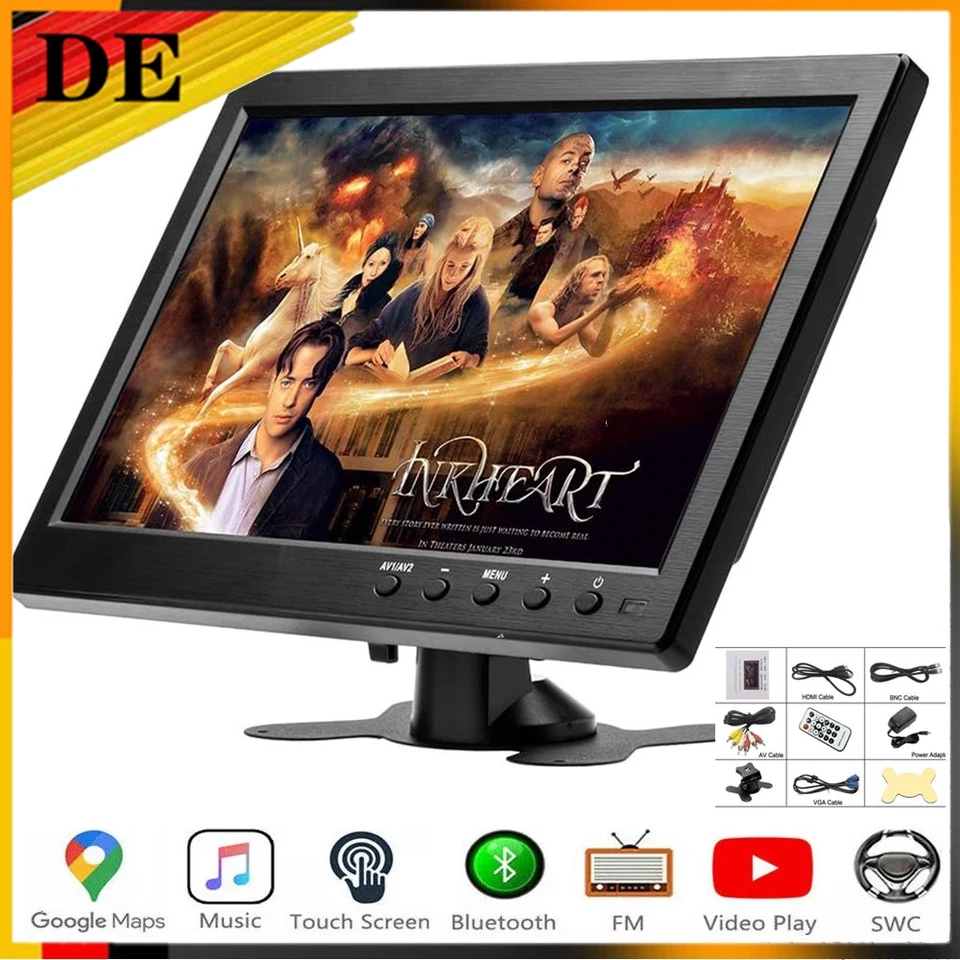 10.1 Zoll HD Display Bildschirm PC Auto Monitor CCTV AV/BNC/VGA/HDMI Speaker NEU - Bild 3 von 4