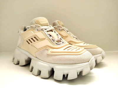 PRADA Cloudbust Thunder Technical Fabric Sneakers Beige White Chunky