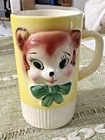 Vintage childs ceramic 3-D bear Mug Miss Priss style Arrow Made in Japan EUC