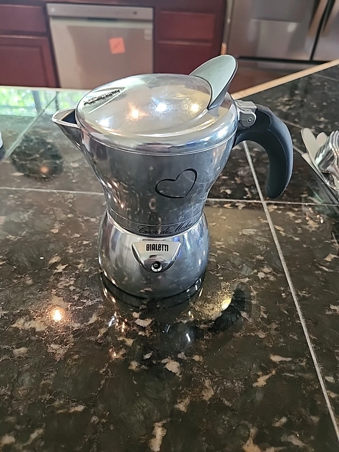 Rare Bialetti Cuor di Moka Espresso Maker Matte Stovetop Italy H43