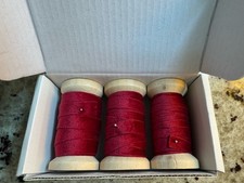 Dark Red Velvet Ribbon 3/8" 3 Wooden Spool 15 Yd Total Burgundy Velvet Ribbon