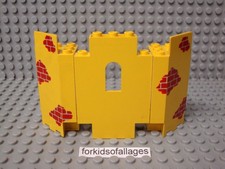 Lego Castle 2345pb02 Corner Panel Yellow w/ Red Bricks x2  Wall w/ Window 4444